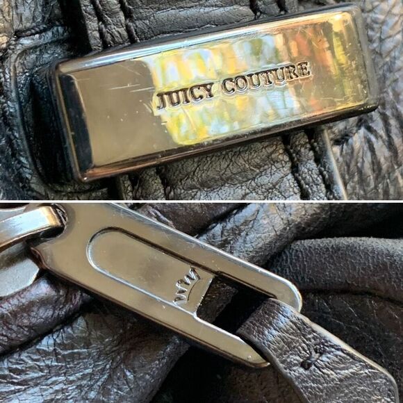 Juicy Couture Leather Zipper Detail Expandable Shoulder Bag Black - Picture 11 of 12